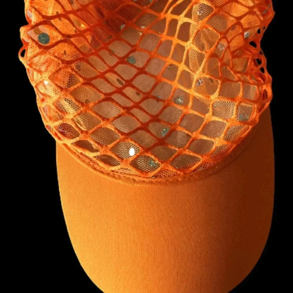 Other - Orange Girls Fashion Sparkly Sun Hat with Glittery sequins and Netted Design